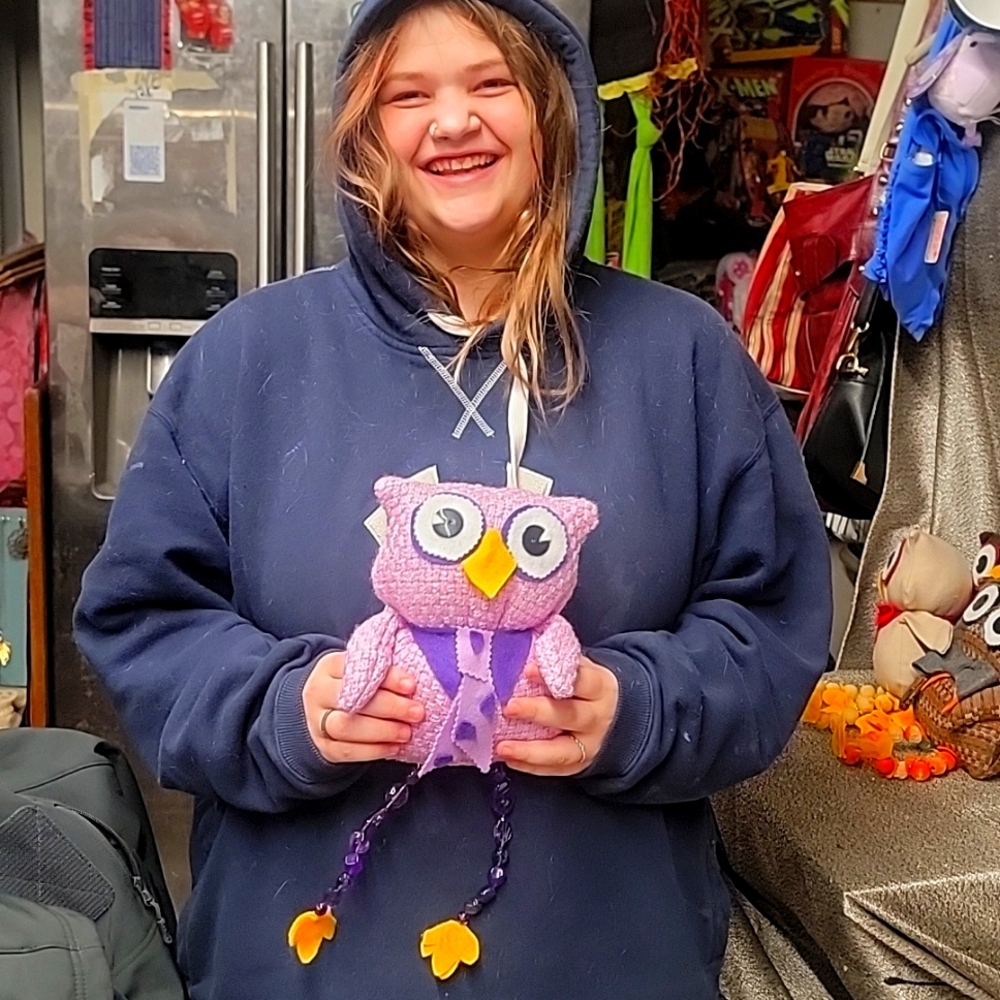 Purple owl 🦉 homemade made by my  daughter who special needs